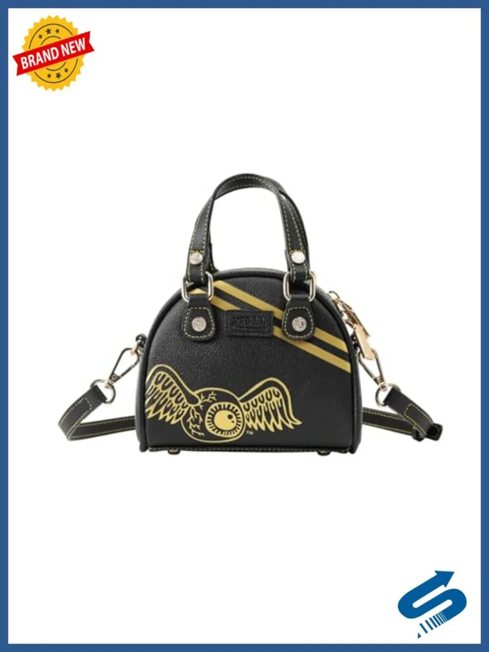 Mini Bowling Bag with Detachable Shoulder Strap in Faux Leather